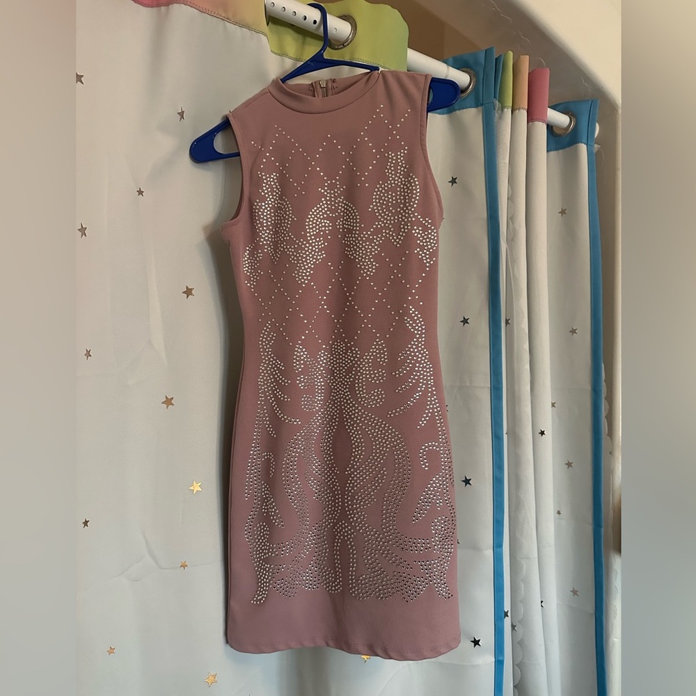 Mini dress mauve with diamond design